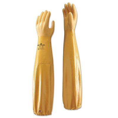 Showa 772 Nitrile Gloves, 26 in Cuff, Interlock Knit Cotton Lining, 8, Yellow, 12 mil (845-772M-08)