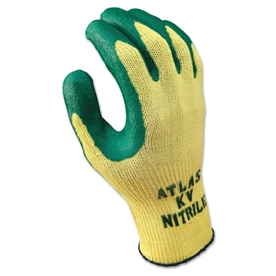 Showa Atlas Nitrile Palm-Coated Gloves, Large, Green/Gray (845-KV350L-09)