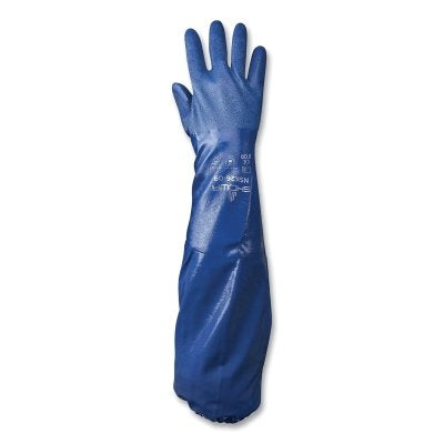 Showa NSK26 Chemical Protection Nitrile Coated Gloves, NSK26, 10/Large, Elastic Cuff, Rough Grip, Cotton Liner, Blue (845-NSK26-10)