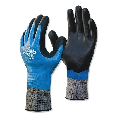 Showa Nitrile, Cut Resistant Gloves, Size S, 4 ANSI/ISEA Cut Level, Black, Blue (845-S-TEX377S-06)