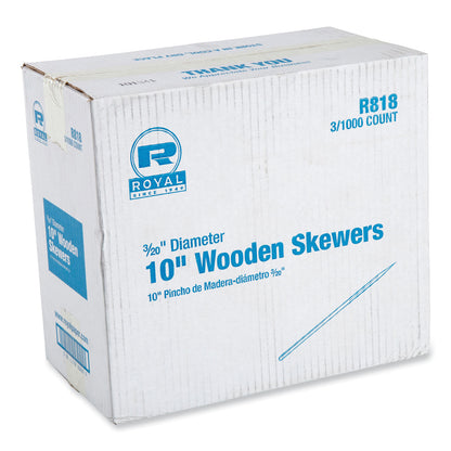 AmerCareRoyal® Wooden Skewers, 10", Natural, 1,000/Box, 3 Boxes/Carton (RPPR818)