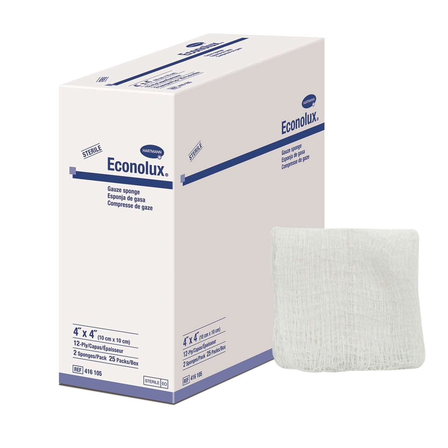 Econolux® Gauze Sponge 4 X 4 Inch 12-Ply Sterile 2 per Pack (1088429_BX)