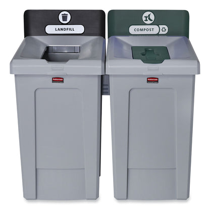 Rubbermaid® Commercial Slim Jim Recycling Station 1-Stream, Compost Collection Station, 33 gal, Resin, Gray (RCP2171555)