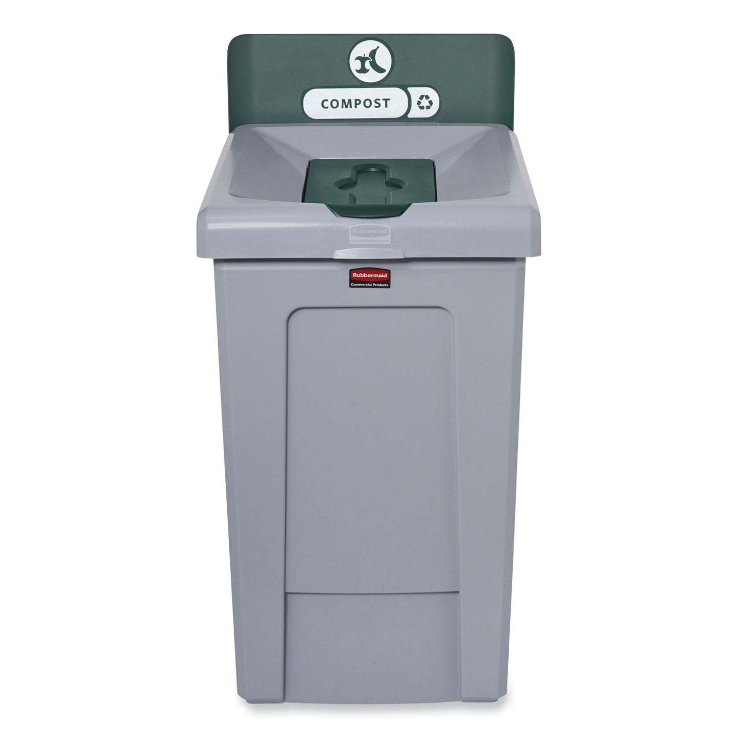 Rubbermaid® Commercial Slim Jim Recycling Station 1-Stream, Compost Collection Station, 33 gal, Resin, Gray (RCP2171555)