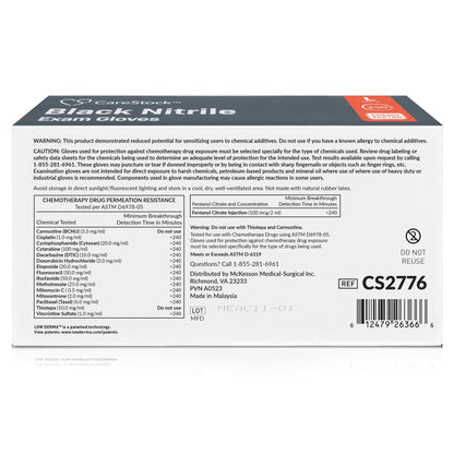 CareStock™ Exam Glove Large NonSterile Nitrile Standard Cuff Length Fully Textured Black Not Rated (1230894_CS)