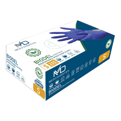 BIODEL Exam Glove Small NonSterile Nitrile Standard Cuff Length Textured Fingertips Violet Blue Chemo Tested / Fentanyl Tested (1248513_BX)