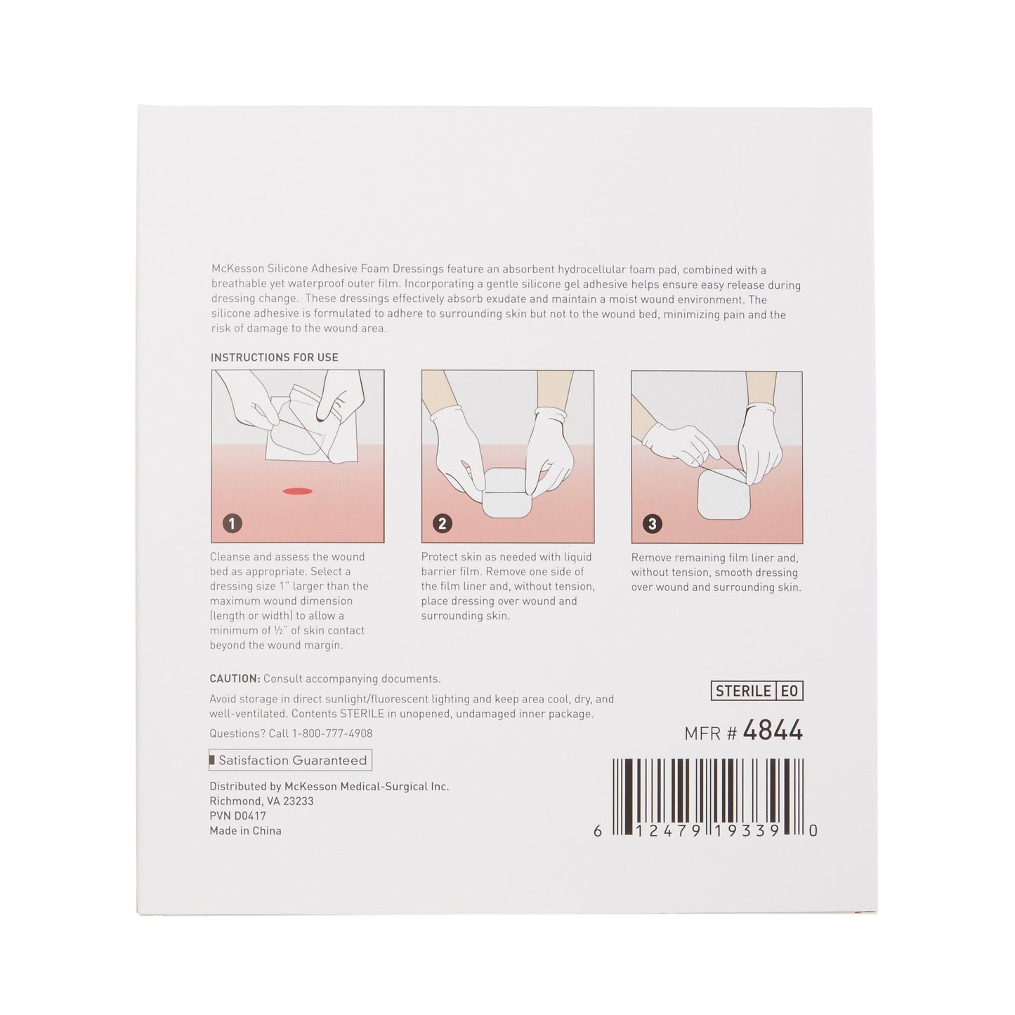 McKesson Foam Dressing 6 X 6 Inch With Border Film Backing Silicone Gel Adhesive Square Sterile (886433_CS)