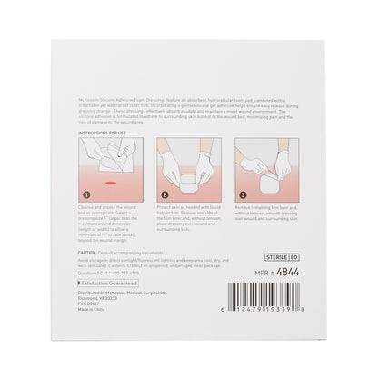 McKesson Foam Dressing 6 X 6 Inch With Border Film Backing Silicone Gel Adhesive Square Sterile (886433_CS)