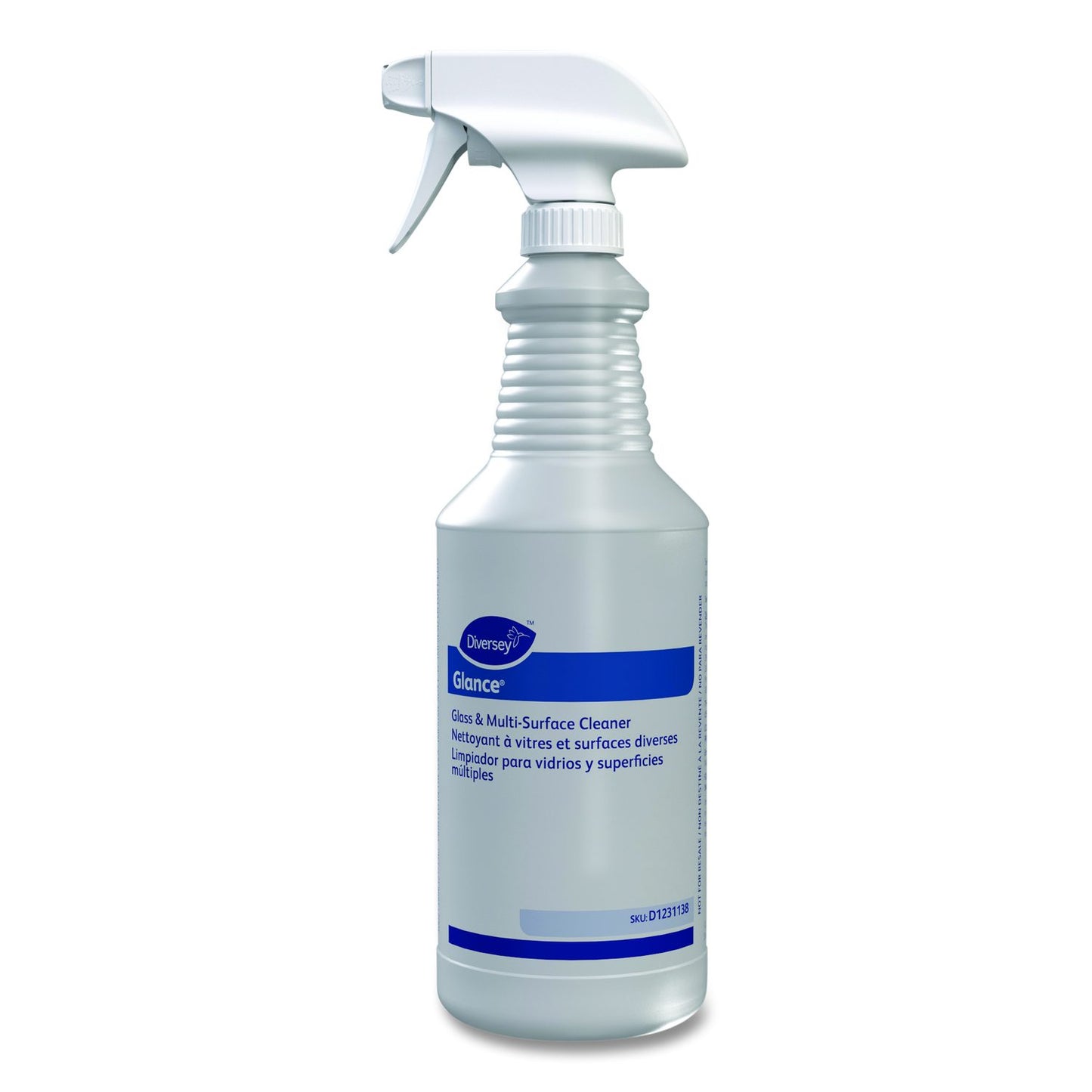 Diversey™ Glance Glass and Multi-Surface Cleaner Spray Bottle, 32 oz, Clear, 12/Carton (DVOD1231138)