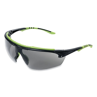 SureWerx® XP410 Series Protective Eyewear Safety Glasses, Smoke Lens, Polycarbonate, Blk/Grn Frame (851-S72001)