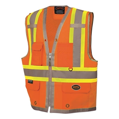 SureWerx® 6672U/6673U HV 300D Oxford w/Mesh Back Surveyor Vest, 4X-Large, Orange (852-V1010250U-4XL)