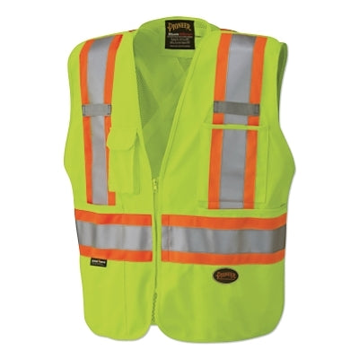 SureWerx® 6935AU/6936AU/6937AU HV Zip-Up Snap Break Away Safety Vest, Small, Green (852-V1021260U-S)