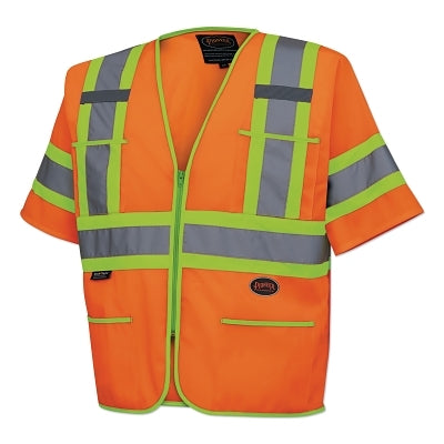 SureWerx® 6690U/6691U HV Polyester Tricot Sleeved Safety Vest, Medium, Orange (852-V1023550U-M)