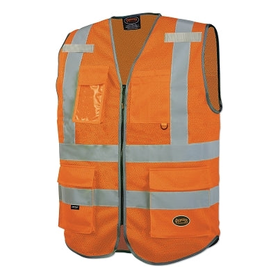 SureWerx® 6960U/6961U Hi-Vis Mesh Multi-Pocket Safety Vest, X-Large, Orange (852-V1024850U-XL)