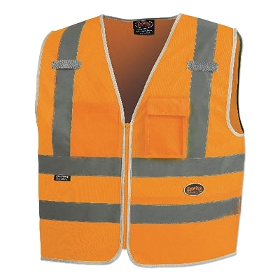 SureWerx® 6855U/6856U Hi-Vis Multi-Pocket Safety Vest, 5X-Large, Orange (852-V1025150U-5XL)