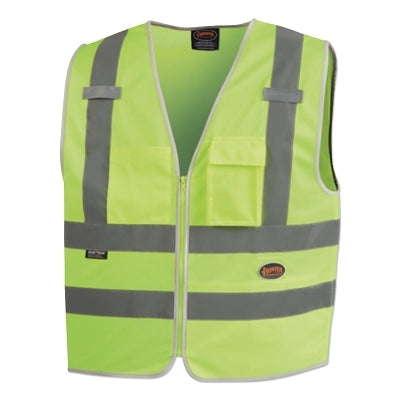 SureWerx® 6855U/6856U Hi-Vis Multi-Pocket Safety Vest, 4X-Large, Green (852-V1025160U-4XL)