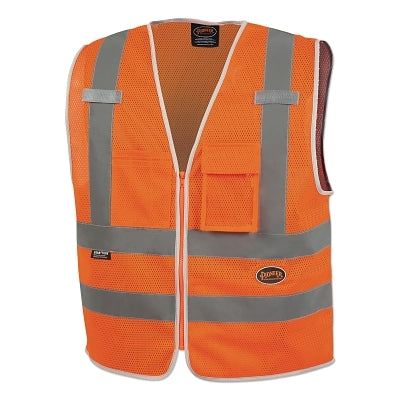SureWerx® 6853U/6854U Mesh Multi-Pocket Safety Vest, 5X-Large, Orange (852-V1025250U-5XL)