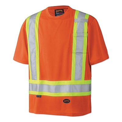 SureWerx® 6990U/6991U Birdseye Hi-Viz Safety T-Shirt, Short Sleeves, Small, Orange (852-V1051150U-S)