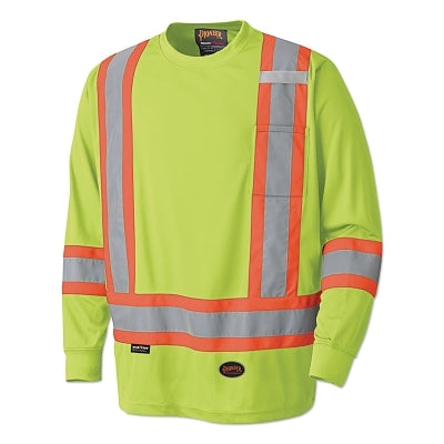 SureWerx® 6995U/6996U High Visibility Lightweight, Breathable Birdseye Long Sleeved Crew Neck Safety Shirt, 4XL, Yellow/Green (852-V1051260U-4XL)