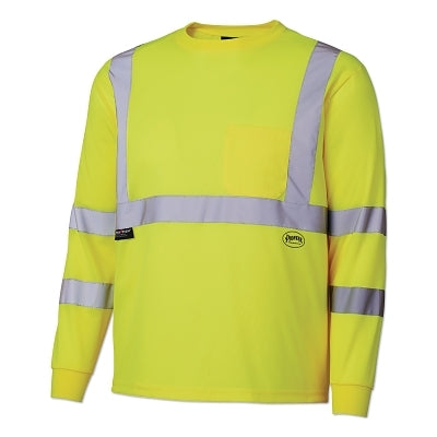 SureWerx® 68887U/6888U HV Long-Sleeved Birdseye Safety Shirt, Medium, Yellow/Green (852-V1054260U-M)