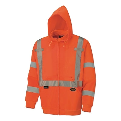 SureWerx® 6924AU/6925AU Hi-Viz Safety Polyester Fleece Hoodie, Zipper Front, 2X-Large, Orange (852-V1060351U-2XL)