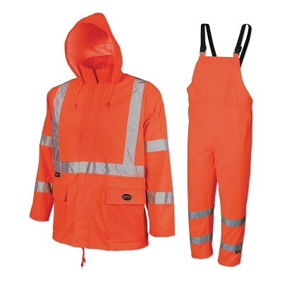 SureWerx® 5618U/5619U 2-Piece HV 150D Oxford Poly/PVC Waterproof Suit, Large, Orange (852-V1080350U-L)