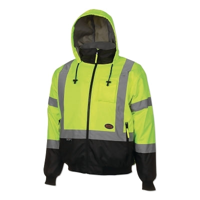 Pioneer 5209U Class 3 High Visibility Safety Bomber Jacket, Polyfill, 4X-Large, Y/G (852-V1130460U-4XL)