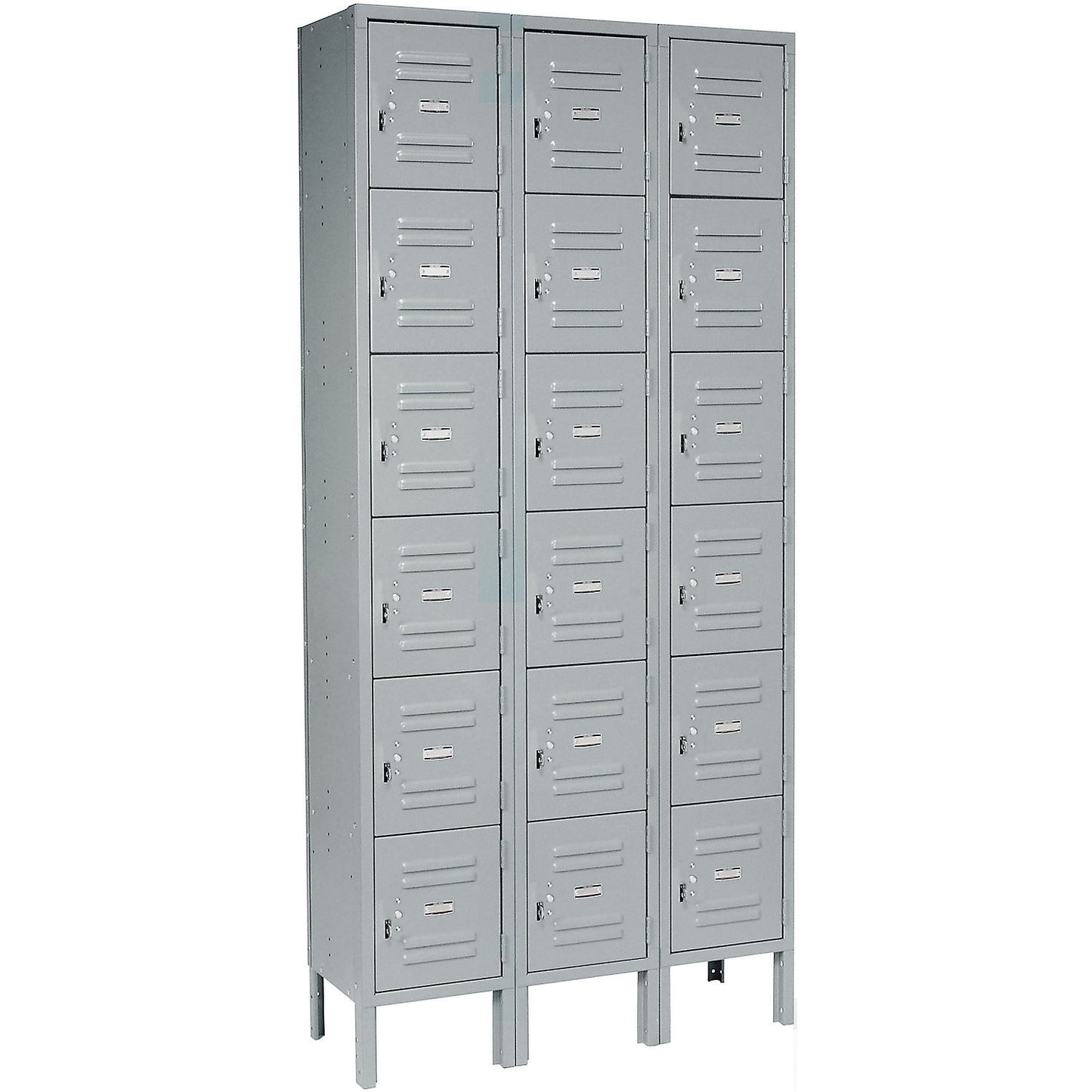 Global Industrial Capital 6-Tier 18 Door Box Locker, 36"W x 12"D x 78"H, Gray, Assembled (WB652155GY)