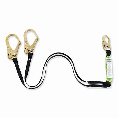 SureWerx® Shock Absorbing Lanyard, 6 ft, Steel Snap Hook, 310 lb, Steel Form Hook, 2 Legs (853-V8104426)