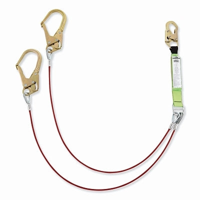 SureWerx® Shock Absorbing Lanyard, 6 ft, Steel Snap Hook, 310 lb, Steel Form Hook, 2 Legs (853-V8108426)