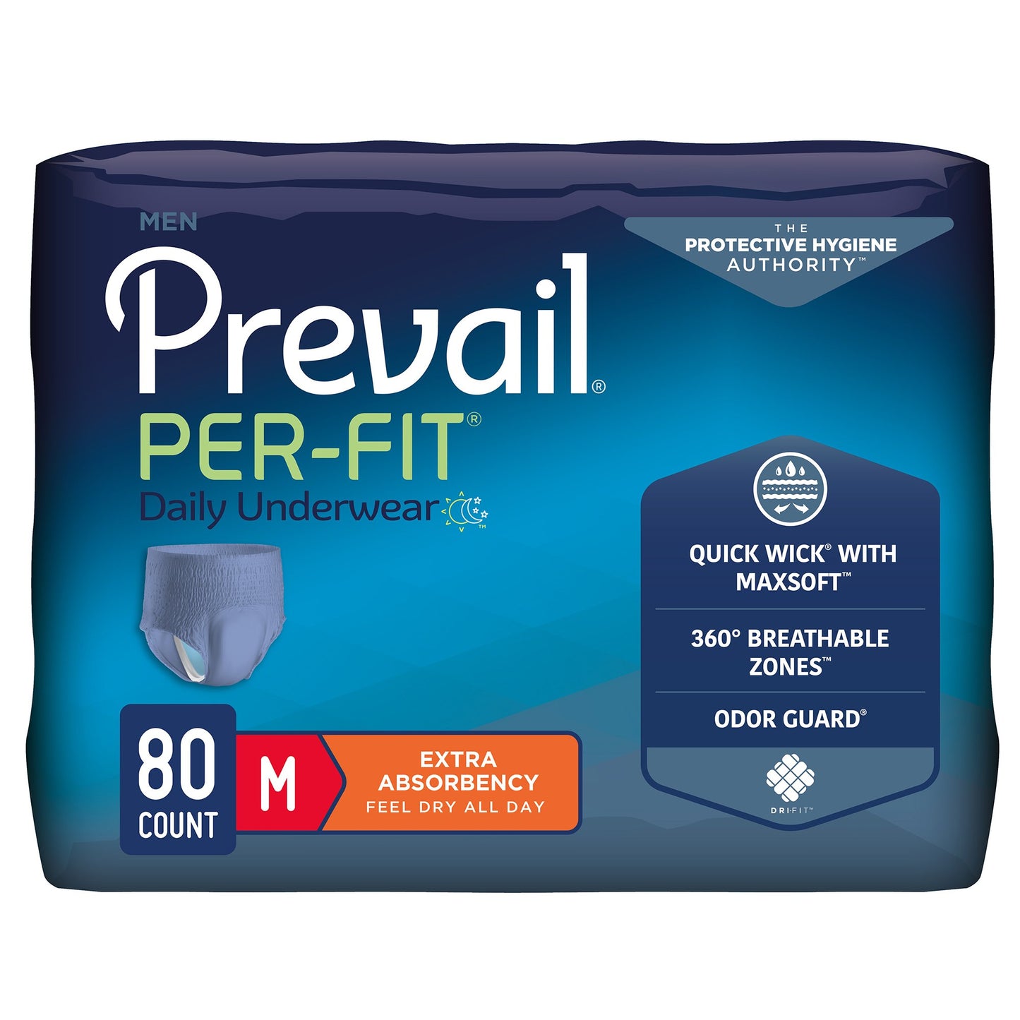 Prevail® Per-Fit® Male Adult Absorbent Underwear Pull On with Tear Away Seams Medium Disposable Heavy Absorbency (881919_CS)