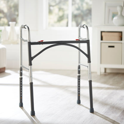 McKesson Bariatric Dual Release Folding Walker Adjustable Height Steel Frame 500 lbs. Weight Capacity 32-1/2 to 39 Inch Height (1065262_EA)