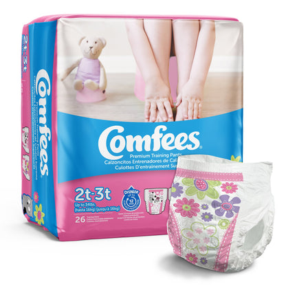 Comfees® Female Toddler Training Pants Pull On with Tear Away Seams Size 2T to 3T Disposable Moderate Absorbency (993239_CS)