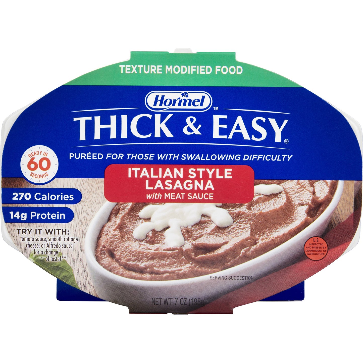 Thick & Easy® Purees Thickened Food 7 oz. Tray Italian Style Beef Lasagna Flavor Puree IDDSI Level 2 Mildly Thick (797224_CS)