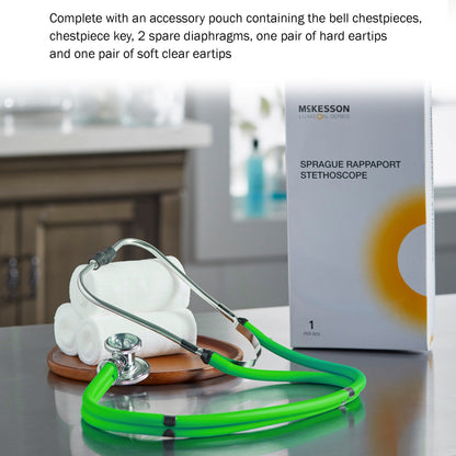 McKesson Sprague Stethoscope Green 2-Tube 22 Inch Tube Double Sided Chestpiece (1089447_EA)