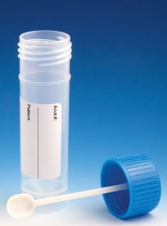 Globe Scientific Stool Specimen Container 30 mL (1 oz.) Screw Cap with Sampling Device Patient Information NonSterile (1217932_CS)