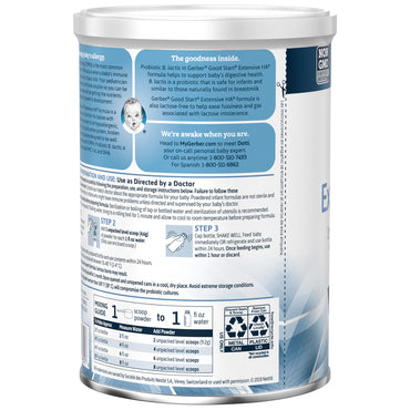 Gerber® Good Start® Extensive HA Infant Formula Unflavored 14.1 oz. Can Powder Whey Protein Cow's Milk Allergy (979091_CN)