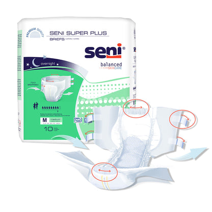 Seni® Super Plus Unisex Adult Incontinence Brief Medium Disposable Heavy Absorbency (1163825_PK)
