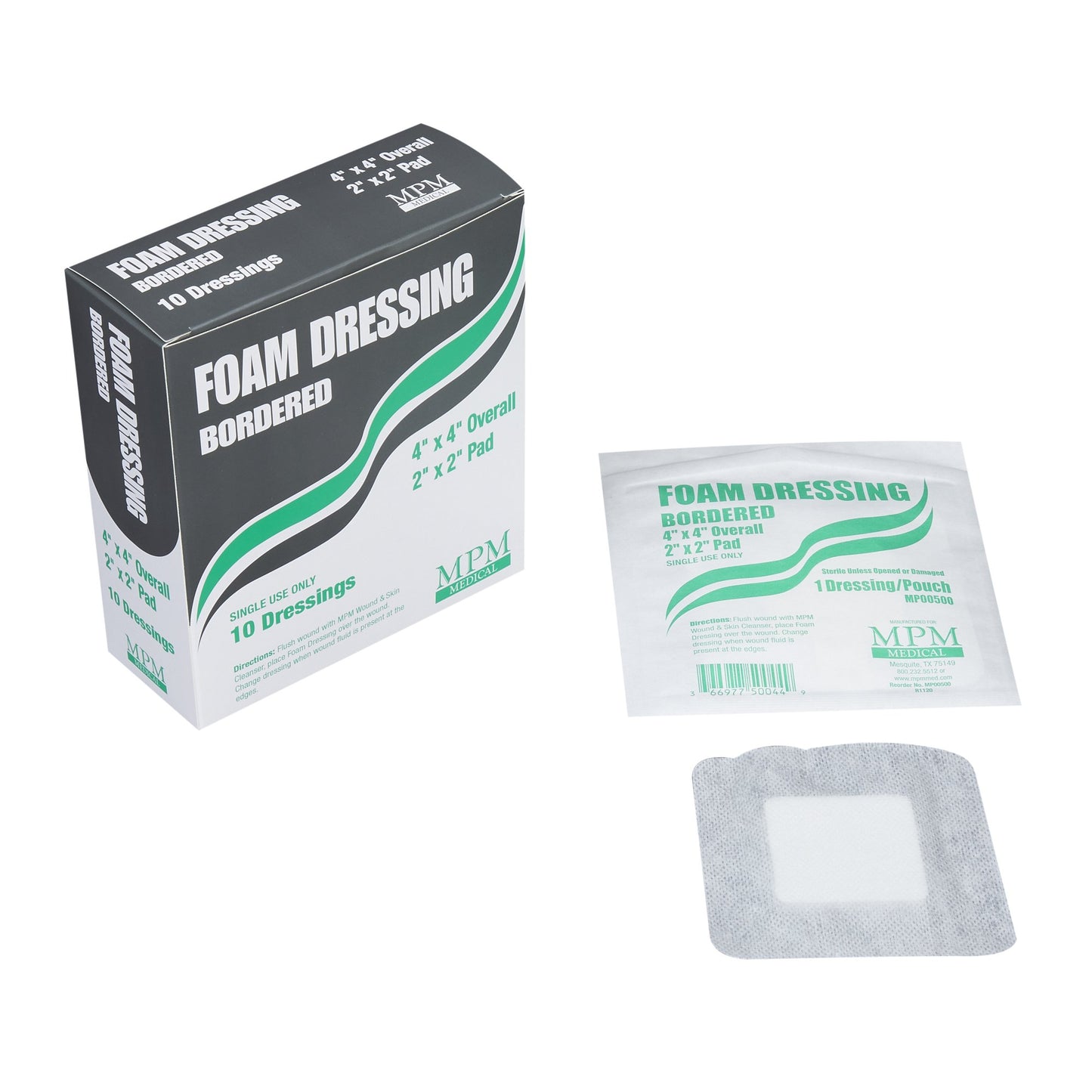 MPM Foam Dressing 4 X 4 Inch With Border Waterproof Backing Adhesive Square Sterile (1170488_EA)