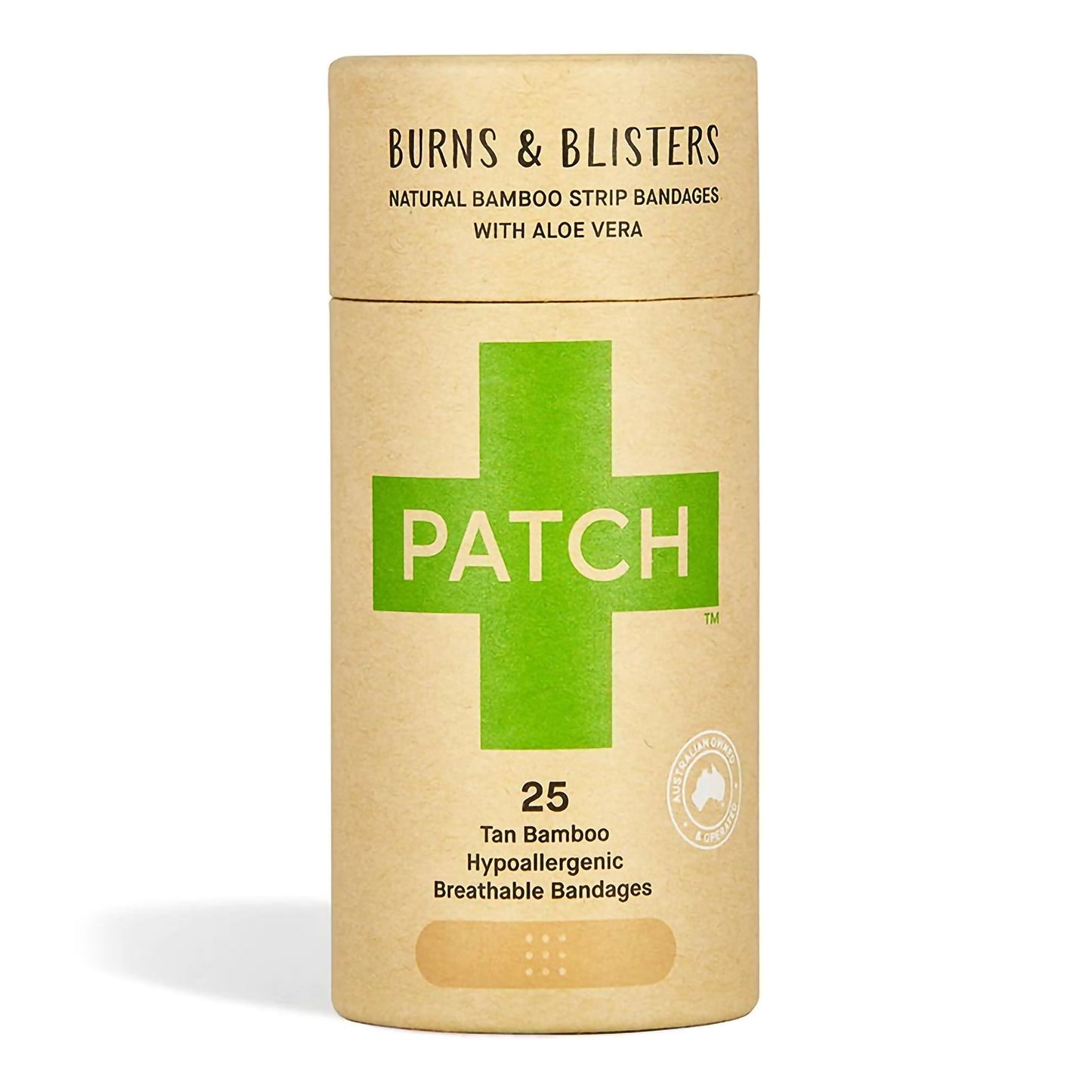 Patch™ Burns and Blisters Adhesive Strip 3/4 X 3 Inch Bamboo s/b Bamboo / Aloe Vera Rectangle Tan Sterile (1197640_CT)