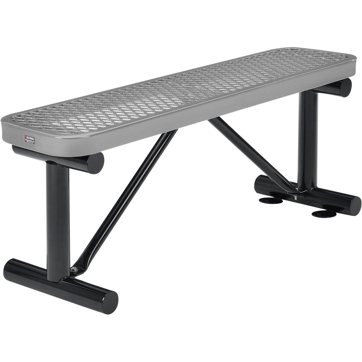 Global Industrial 4' Outdoor Steel Flat Bench, Expanded Metal, Gray (WB695741GY)
