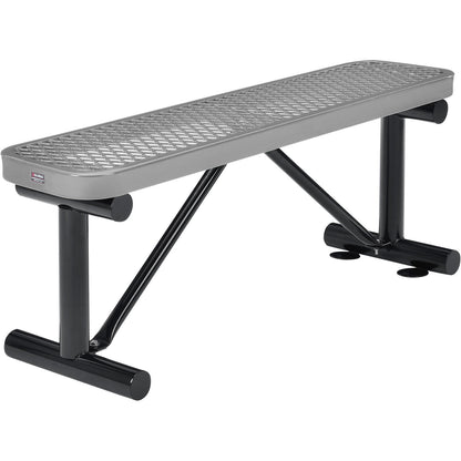 Global Industrial 4' Outdoor Steel Flat Bench, Expanded Metal, Gray (WB695741GY)