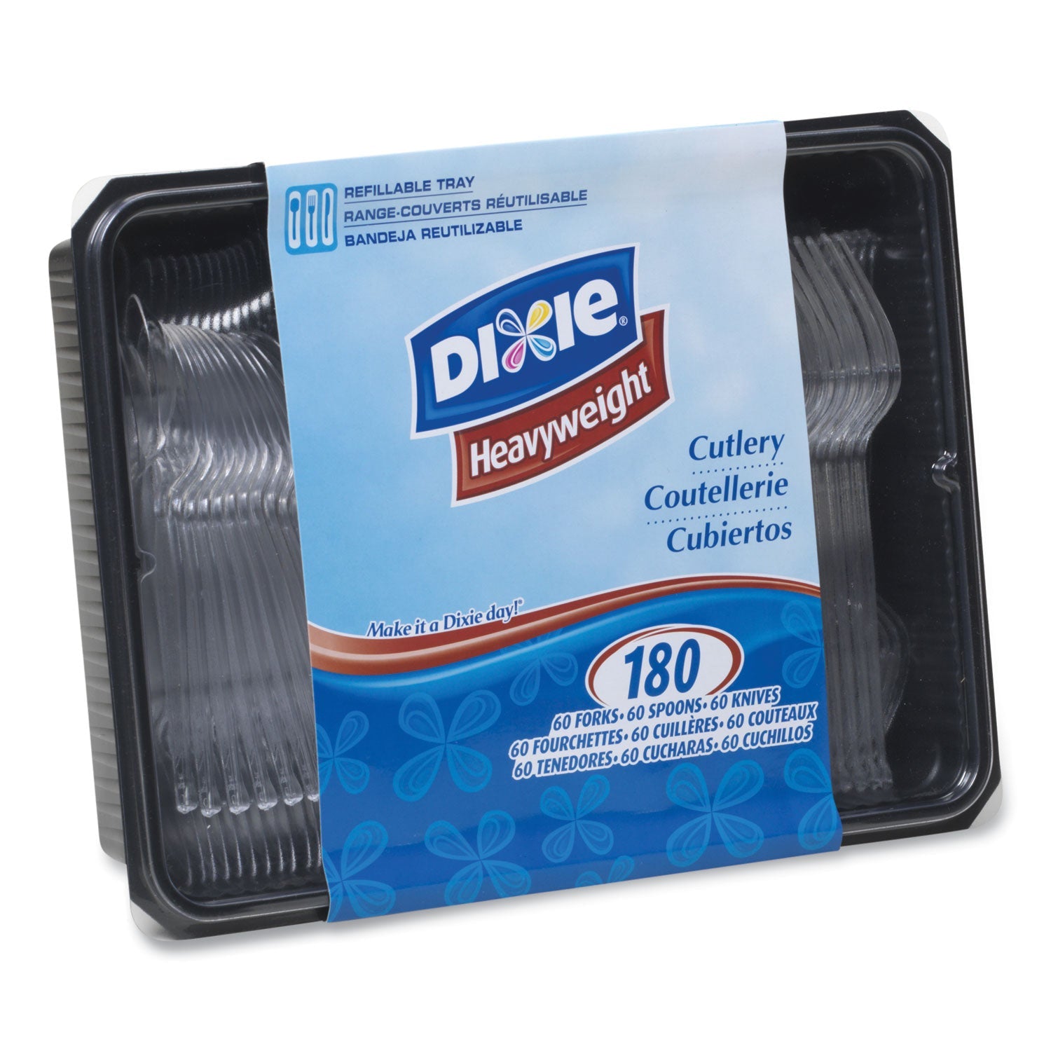 dixie-cutlery-keeper-tray-with-clear-plastic-utensils-60-forks-num-dxech0180dx_1
