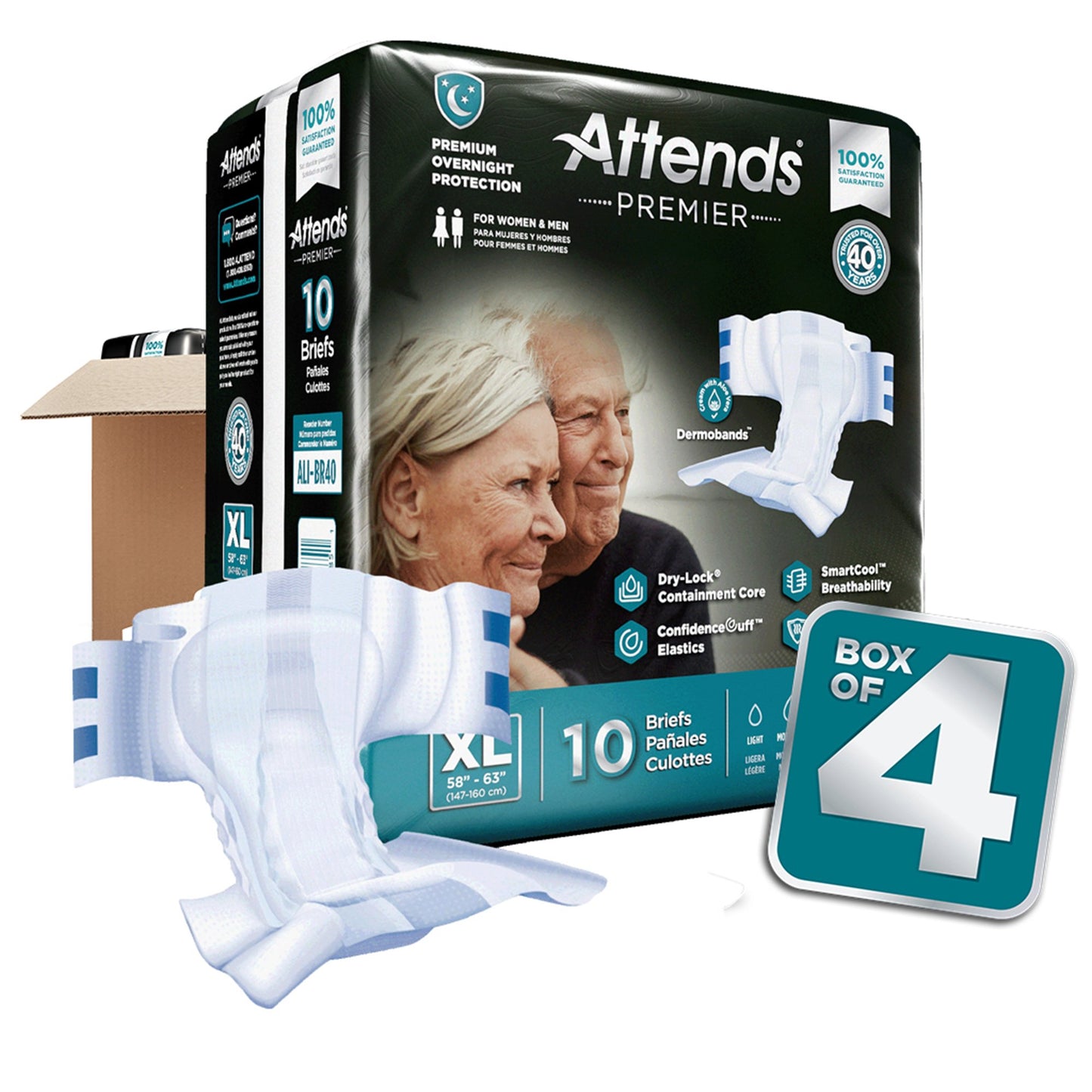 Attends® Premier Unisex Adult Incontinence Brief X-Large Disposable Heavy Absorbency (1128075_CS)