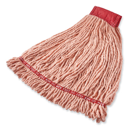 Rubbermaid® Commercial Web Foot BLEND SHRINKLESS Mop Head, Cotton/Synthetic, Small, Orange, 6/Carton (RCPFGA25306OR00)