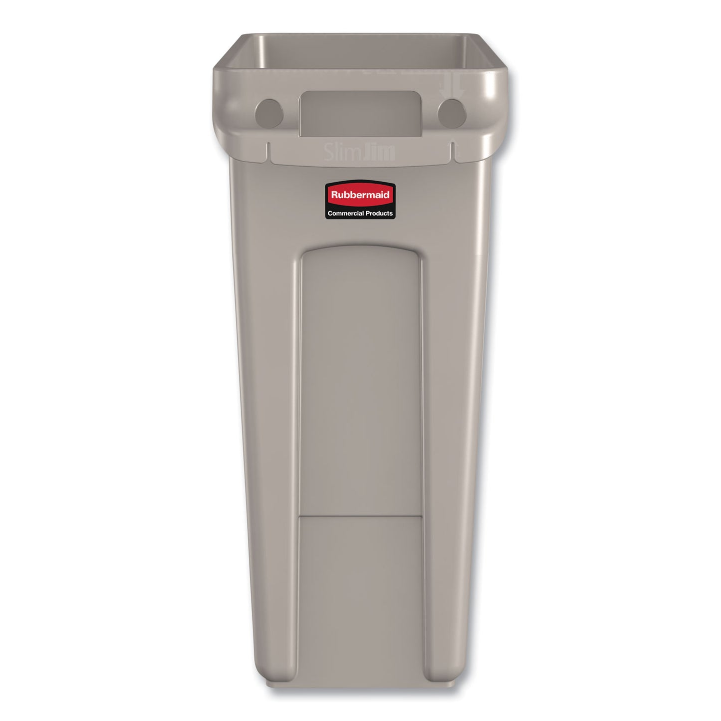 Rubbermaid® Commercial Slim Jim with Venting Channels, 16 gal, Plastic, Beige, 4/Carton (RCP1971259CT)