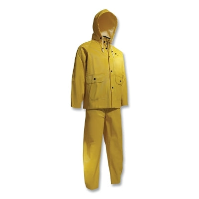 Dunlop® Protective Footwear Webtex 3-Pc Rain Suit with Hooded Jacket/Bib Overalls, 0.65 mm Thick, Heavy-Duty Ribbed PVC, Yellow, 3X-Large (868-76017003X)