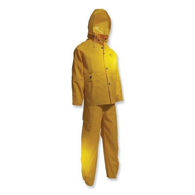 Dunlop® Protective Footwear Sitex 3-Pc Rain Suit with Detachable Hood Jacket/Bib Overalls, 0.35 mm Thick, Polyester/PVC, Yellow, Medium (868-7651500MD)