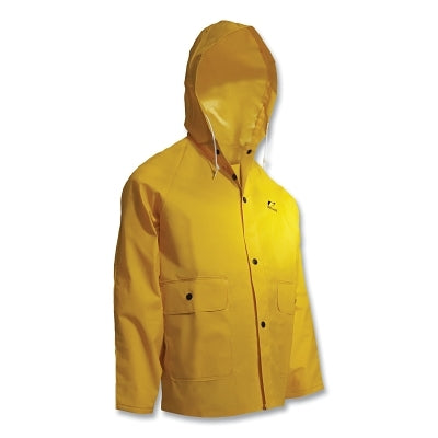 Dunlop® Protective Footwear Sitex Rain Jacket, Attached Hood, 0.35 mm Thick, PVC/Polyester, Yellow, Medium (868-7653400MD)