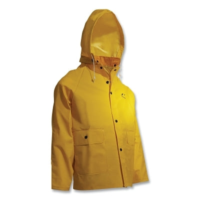 Dunlop® Protective Footwear Sitex Rain Jacket, Detachable Hood, 0.35 mm Thick, PVC/Polyester, Yellow, 2X-Large (868-76535002X)